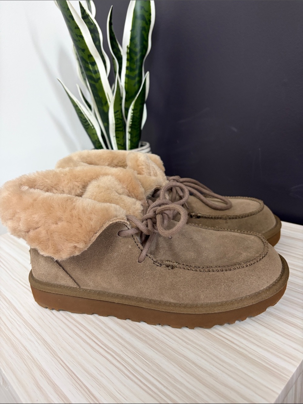 UGG Mini Boots in Chestnut Suede with Shearling Cuff!! EUC!!